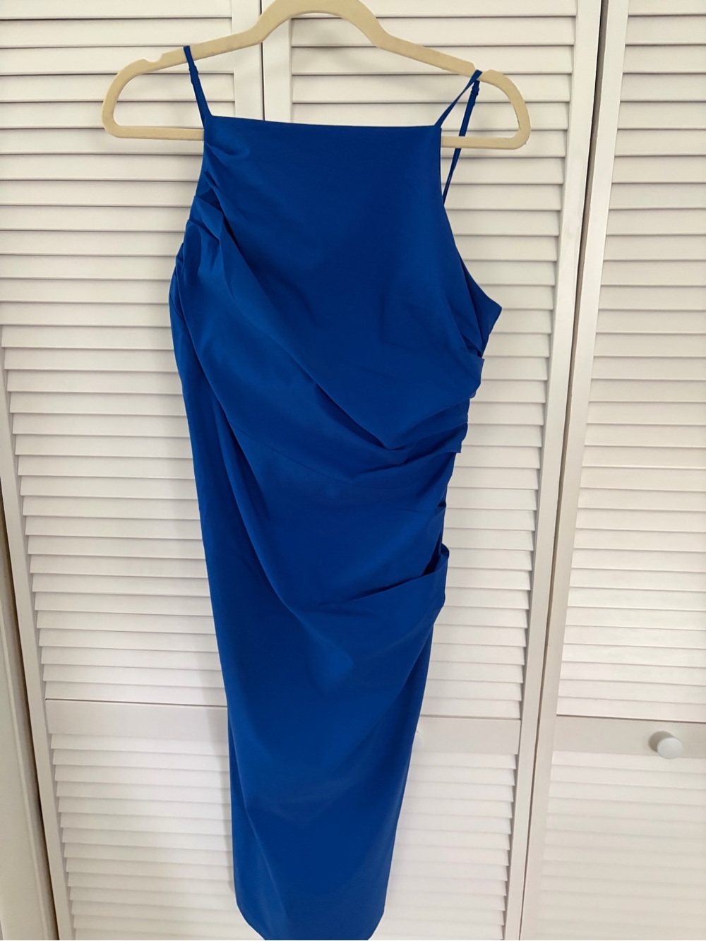 Halogen Royal Blue Draped Midi Slip Skirt